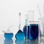 lab-glassware-with-blue-liquid-still-life
